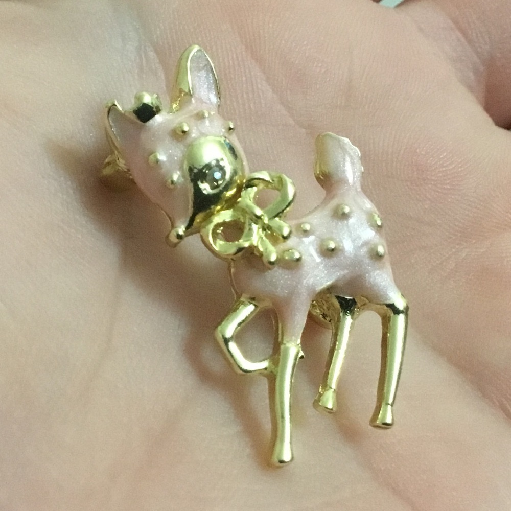Pink Gold Fawn Brooch Pin